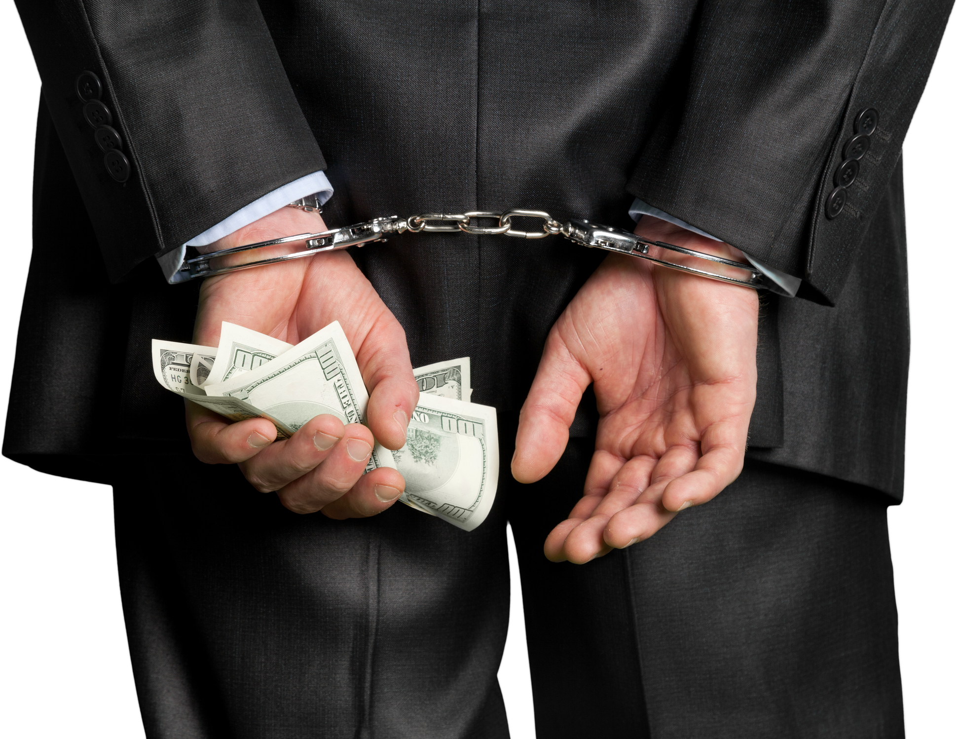 Man Handcuffed while Holding Money